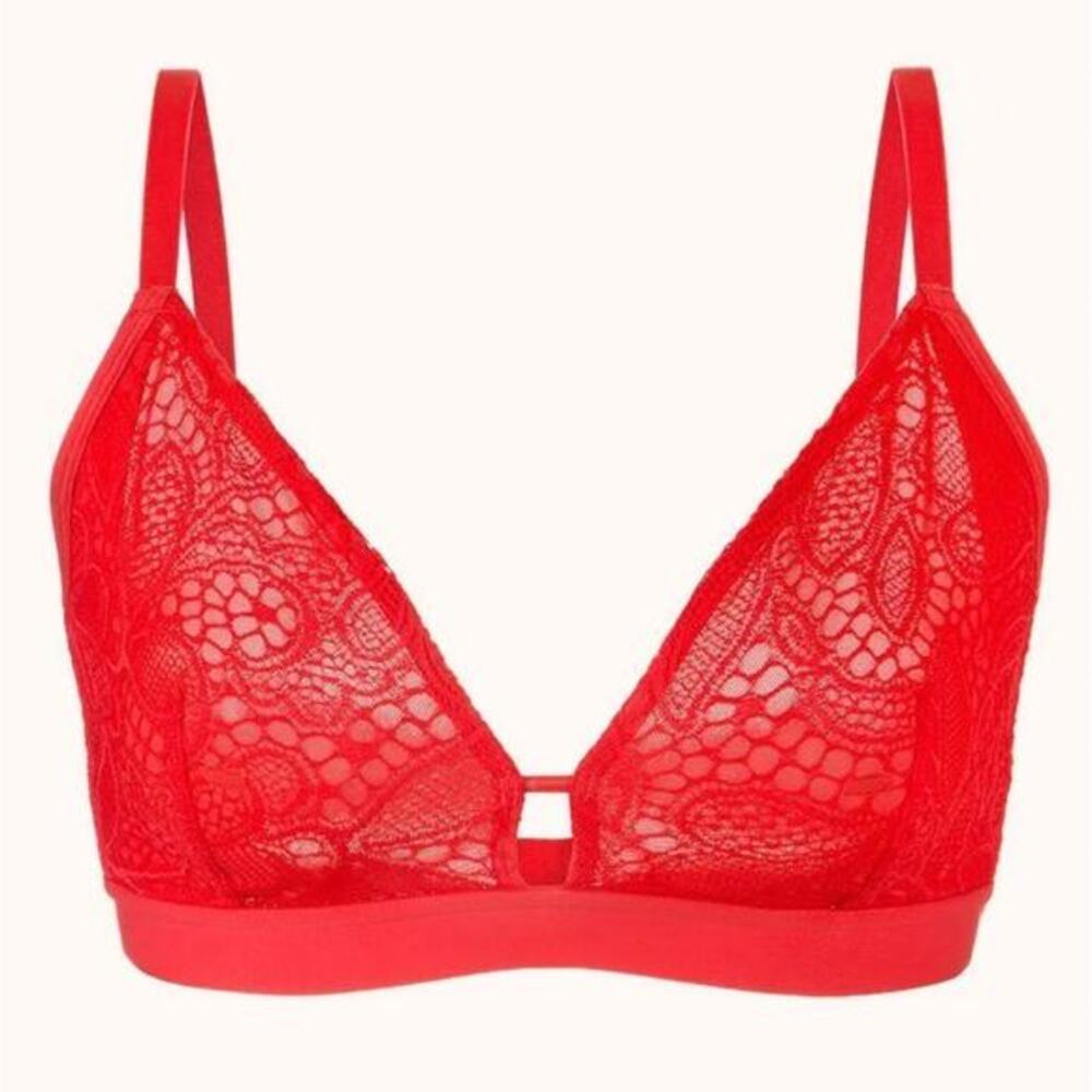 Lively Tomato‎ Red Palm Lace Busty Bralette